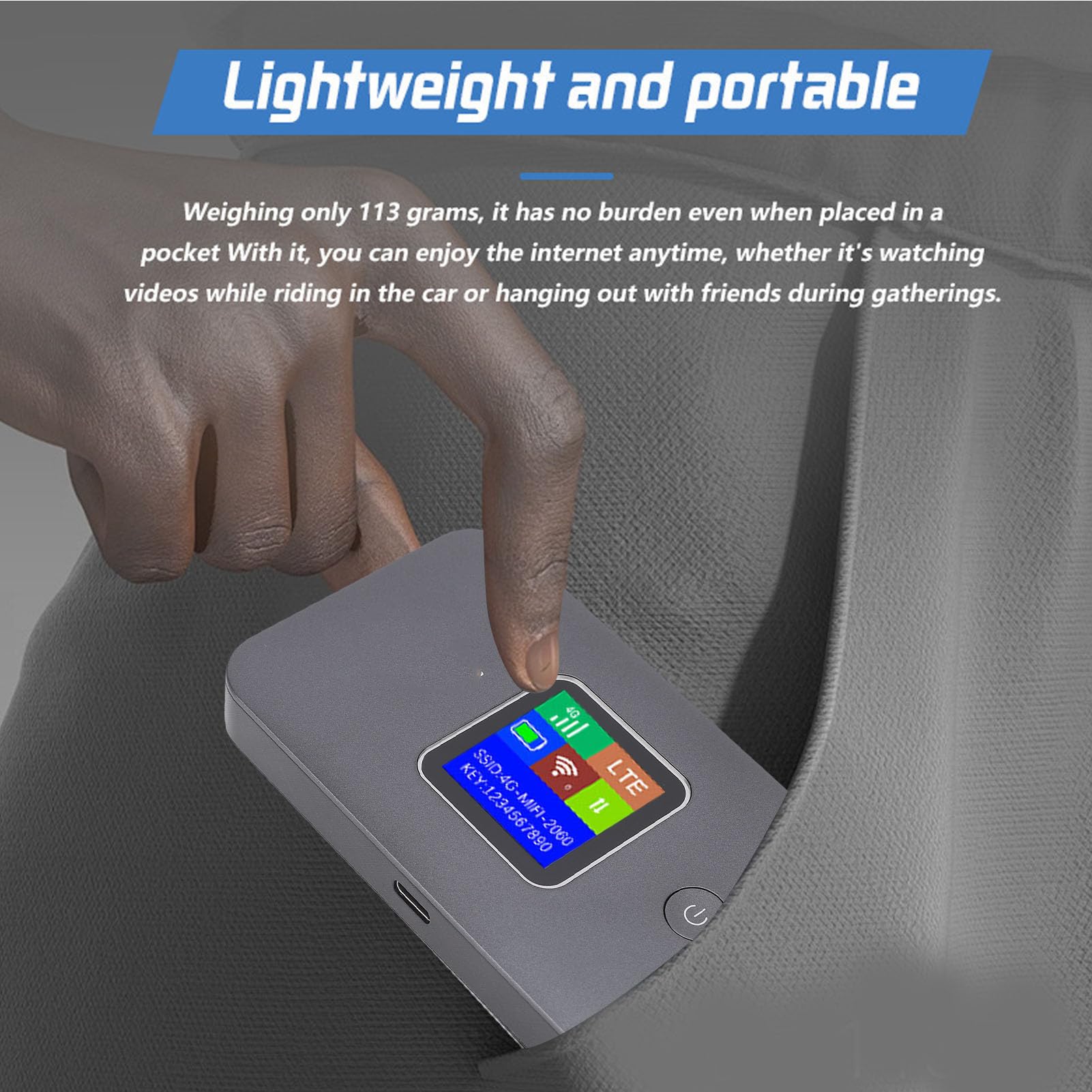 4G WiFi Portatile, Router Wireless con Batteria da 3000 MAh, Supporta 8-10 Utenti, per Casa, Lavoro, Viaggio, Copertura Extender WiFi