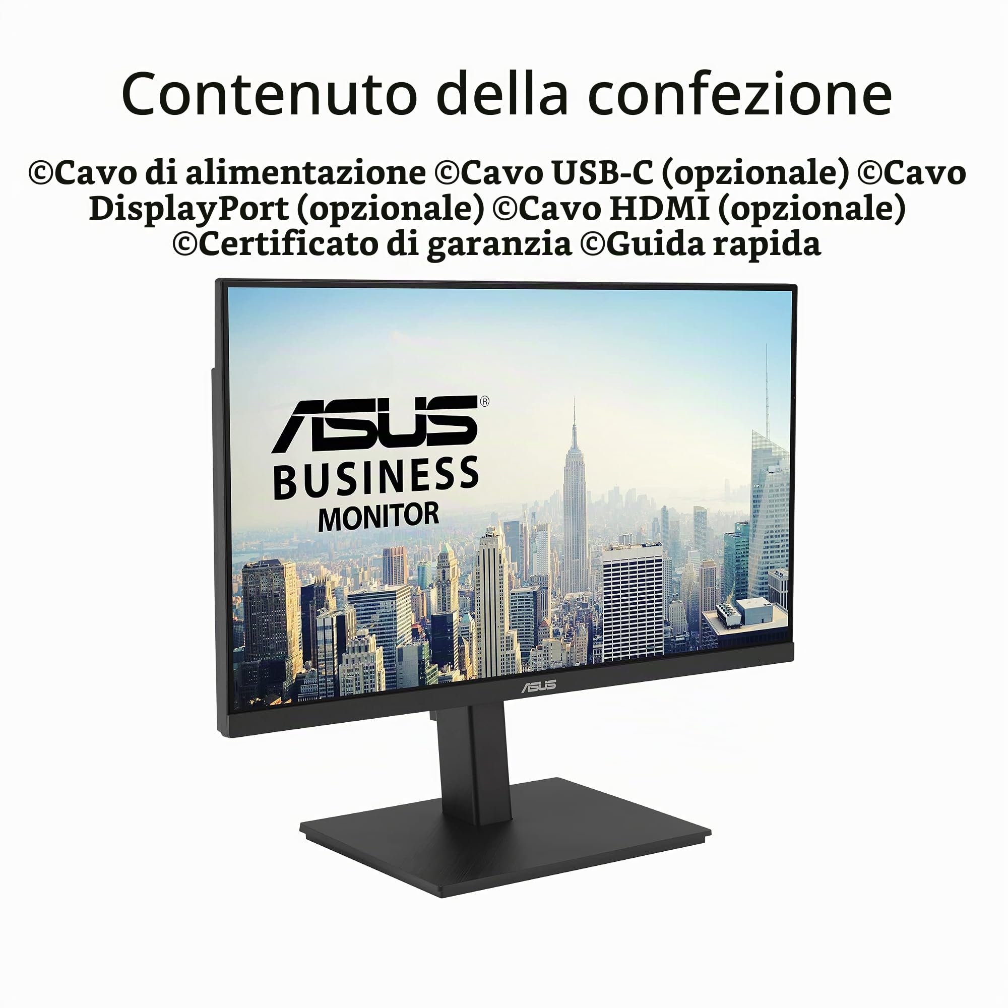 ASUS VA24ECPSN Monitor Docking Station 24”, Full HD, IPS, USB-C, Ethernet, 75 Hz, Tecnologia Adaptative-Sync a Basse Luci Blu e Anti-Sfarfallio, Speaker Stereo, Design Ergonomico Senza Cornice, Nero