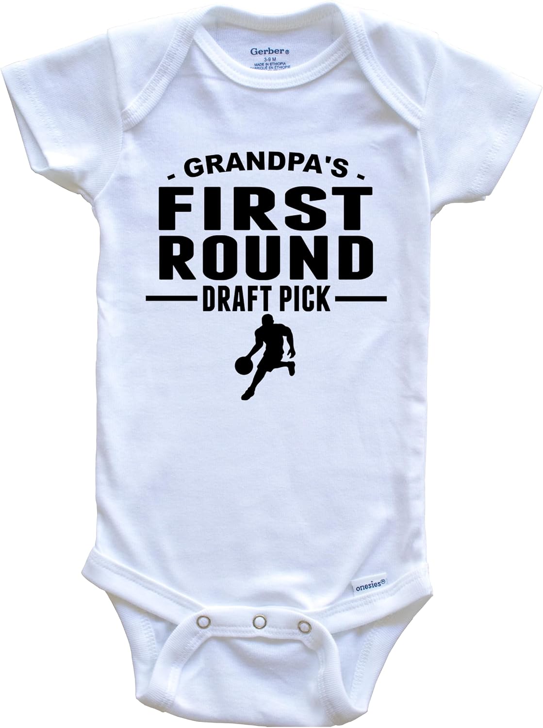 Basketball One Piece Baby Bodysuit - Grandpa's First Round Draft Pick Basketball Player First Grandchild Baby Bodysuit