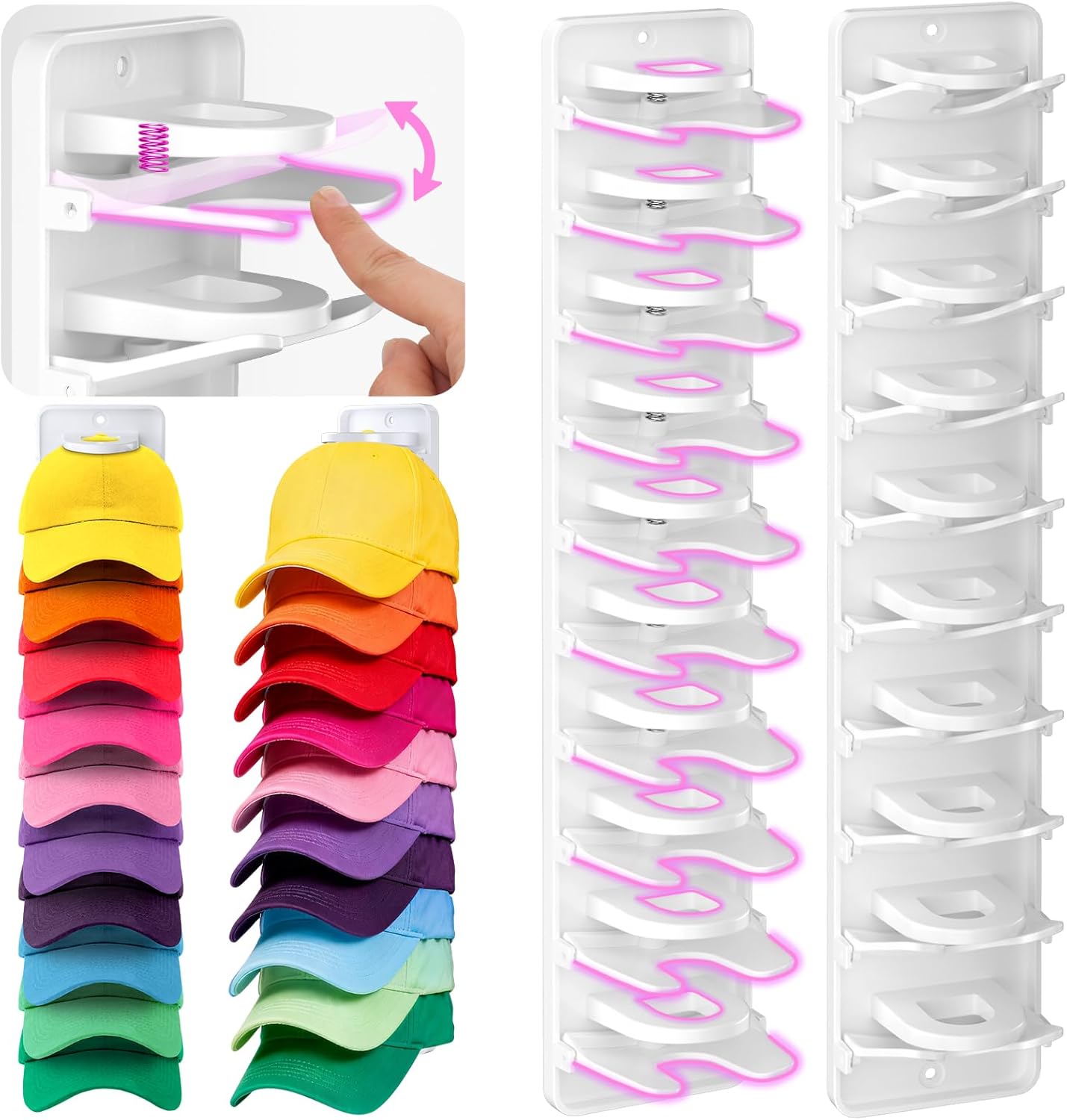Spring Clip Hat Organizer for Baseball s –, Wall Hat Ra for Door &