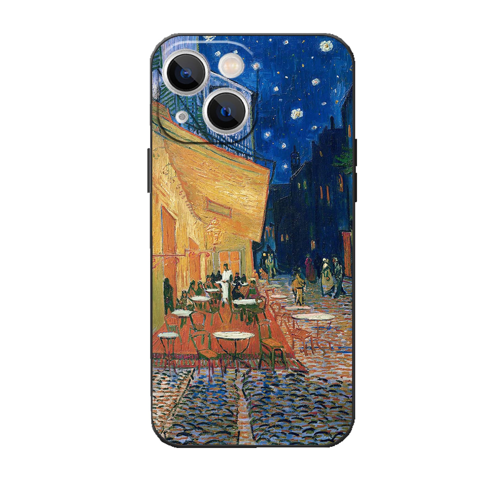 for iPhone 15 Case for Women, Cafe Terrace in Arles at Night Soft Protective TPU Phone Cover, Van Gogh Aesthetic Art Phone Case for Men