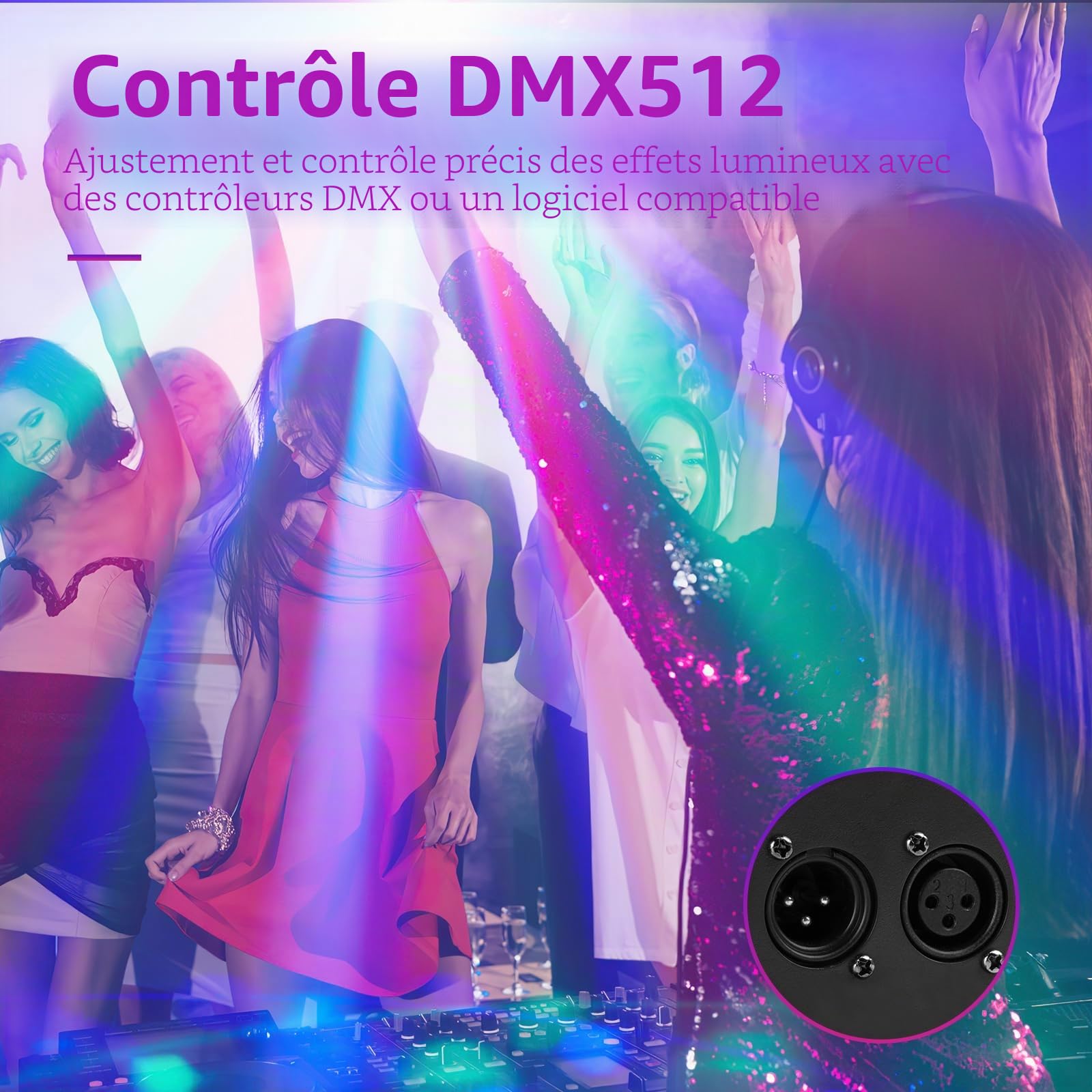 Lumière discothèque, T115 lumière pour fêtes, avec lumière LED RVB, projecteur DJ, commande musicale, lumières DMX, pour KTV, réunions de famille, mariages, anniversaires, Halloween