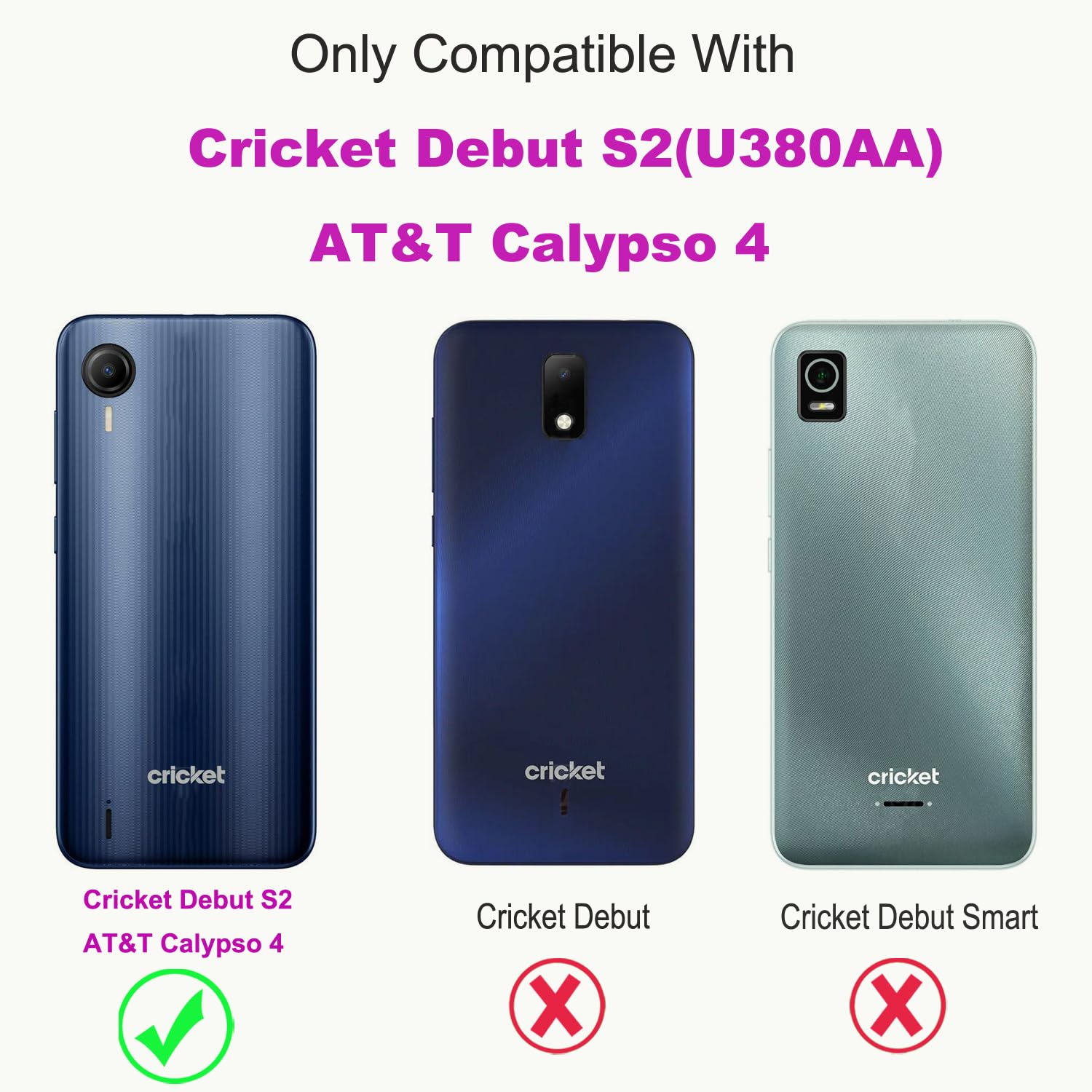 IUQXU for AT&T Calypso 4 / Cricket Debut S2 Wallet Phone Case with Screen Protector [RFID Blocking] Leather Kickstand Women Men Cell Phone Case for Cricket Debut S 2 U380AA AT&T Calypso4 Blue