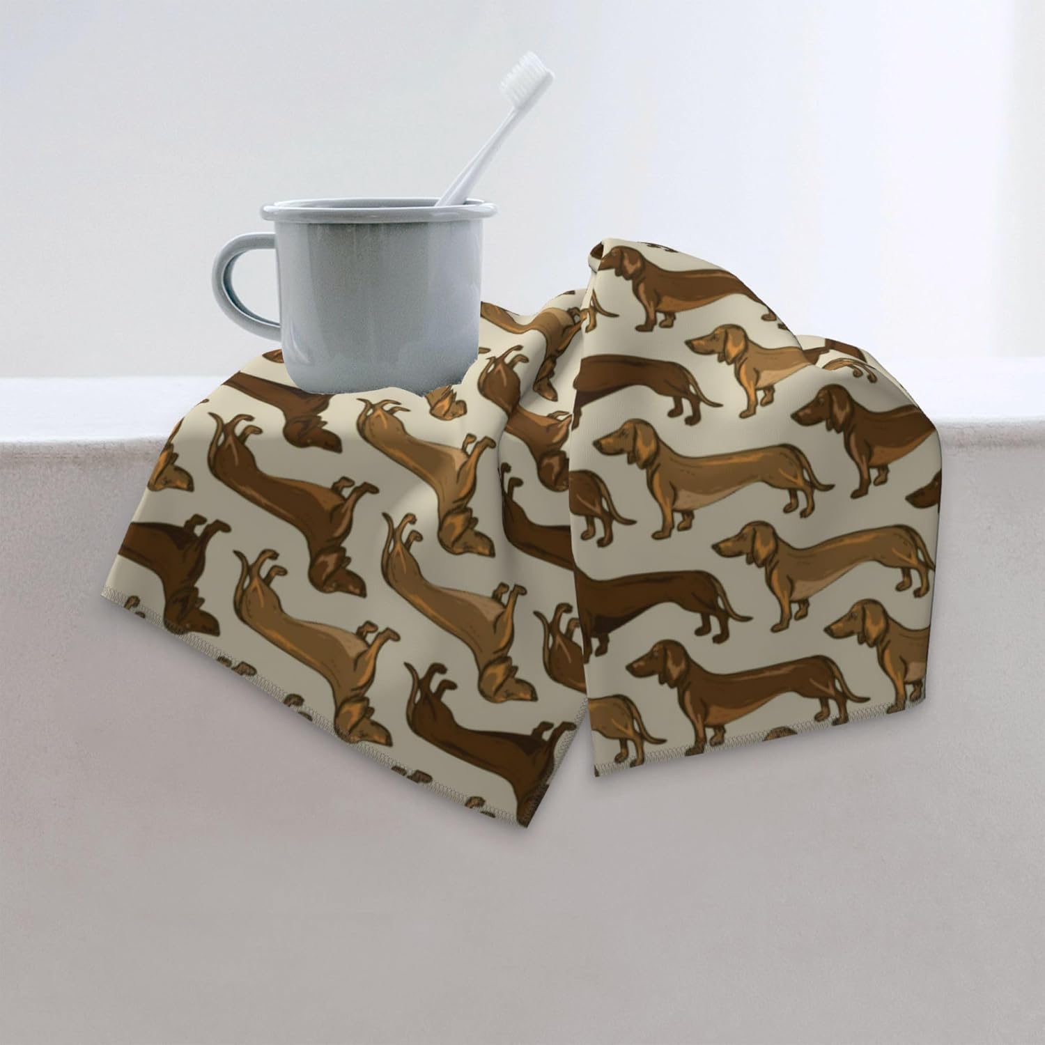 Dachshund Dog Bath Hand Towels Decorative Set of 2, Absorbent Dachshund Gifts for Women Men, Funny Bathroom Hand Towels for Bathroom Kitchen Home Spa Hotel Yoga 14"x28" - Image 5