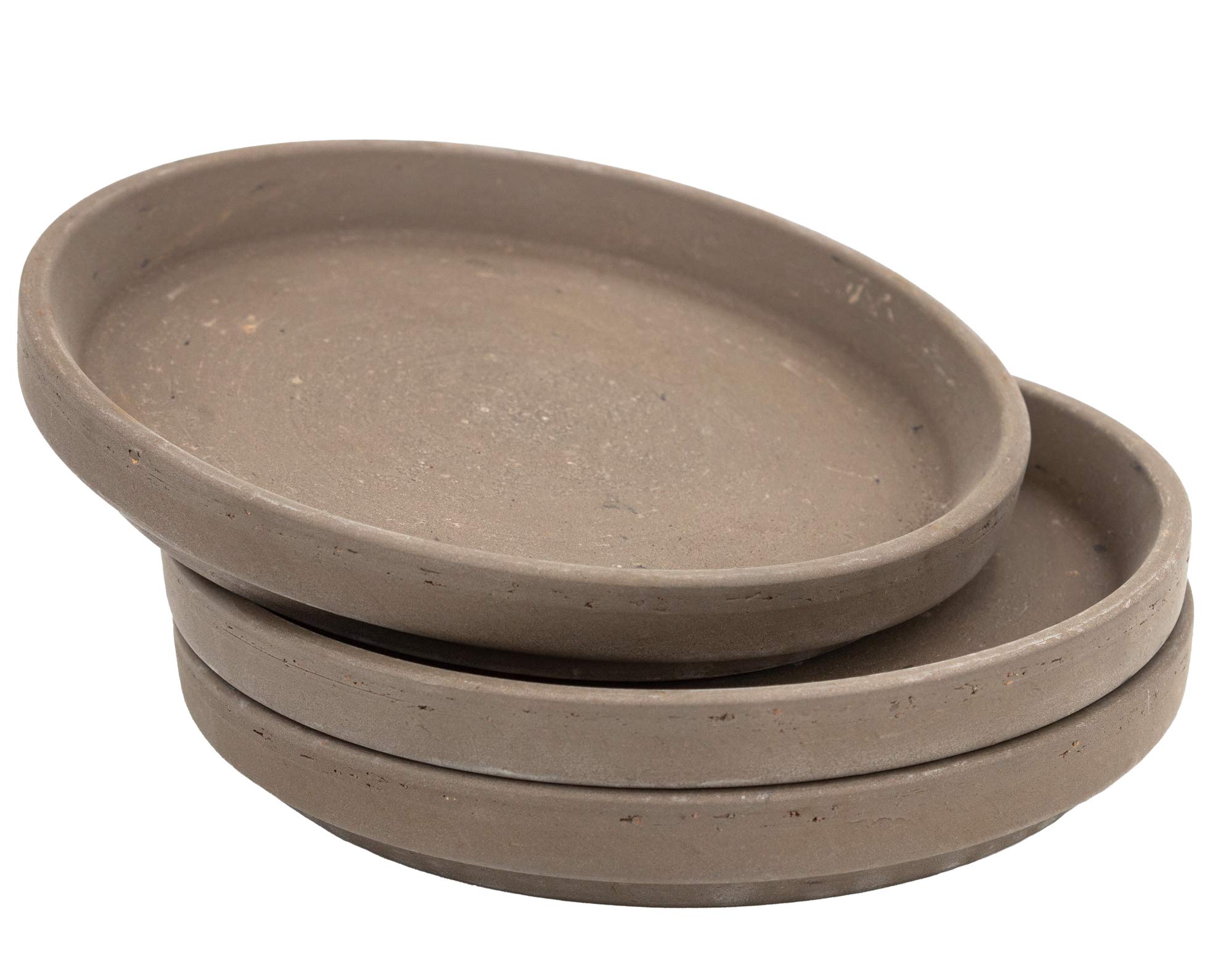 Ton Untersetzer 3 Stück Made in Germany Pflanzenteller Teller Terrakotta Übertopf wiederverwendbar rund braun 3er Set (Durchmesser außen 15,6 cm)