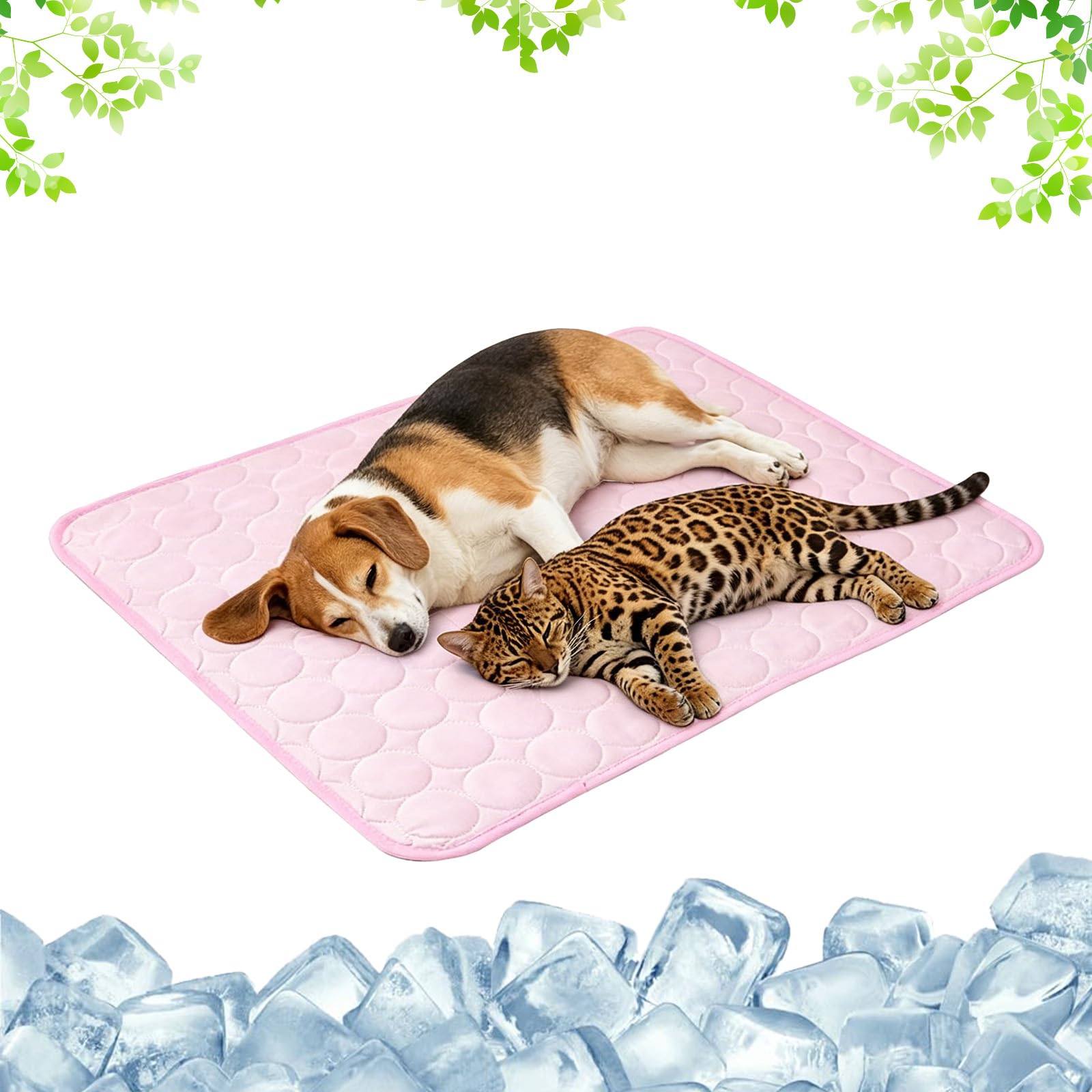 Pet Cooling Mat,Washable Cooling Mat for Cats Dogs,Cool Mat for Dogs Cats in Hot Summer Pet Mats for Home Travel Indoor Outdoor Playing Training，Pink：XS-40x30cm
