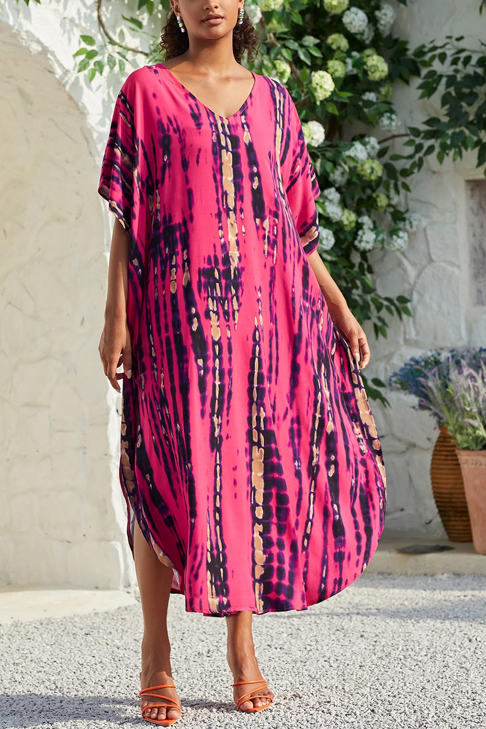 Cárdigan Largo Caftán Kimono para Mujer Bohemio Ropa de Salón Vestido de Playa de Gran Tamaño