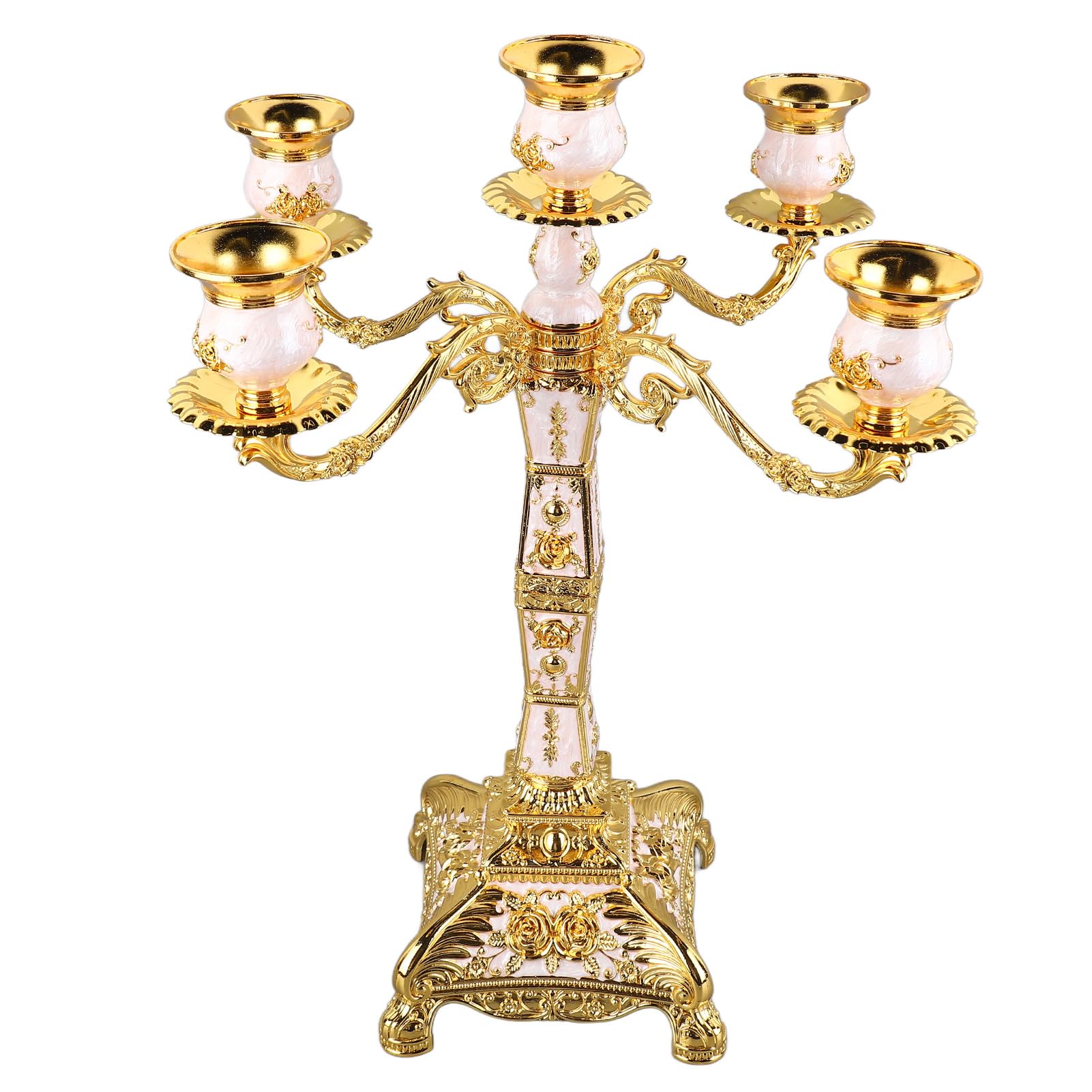 Rengue Metallkandelaber mit 3 Armen, Vintage-Kerzenhalter aus (Fünf Köpfe