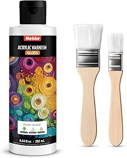 Gloss Varnish for Acrylic Painting - 8.5 fl oz / 250 ml Artists Acrylic Varnish, Non-Yellowing, Anti-Crazing, Ultra High Gloss Finish, Fast Drying, Durable Protection for Artists