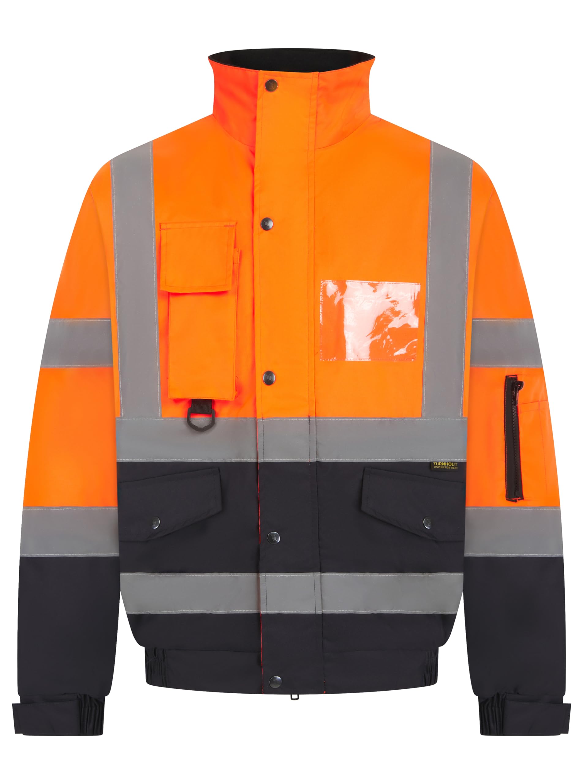 Hi Vis Bomber Jacket for Men Workwear High Visibility Hi Viz Security Padded Waterproof Coat Multi Pocket Reflective Fluorescent Tape Jackets UK Sizes SM to 3XL