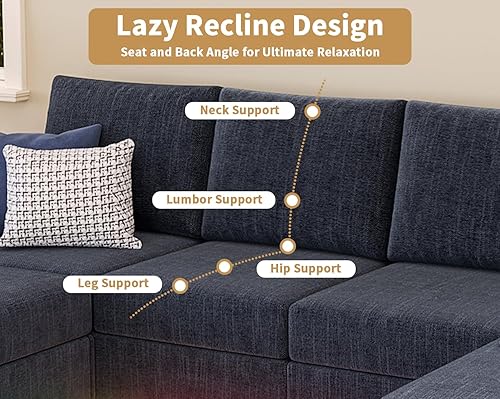 Miniatura 6 de Sofás seccionales inteligentes para sala de estar, sofá seccional en forma de U L de 4 asientos con luz RGB y carga, muebles modernos de sala de