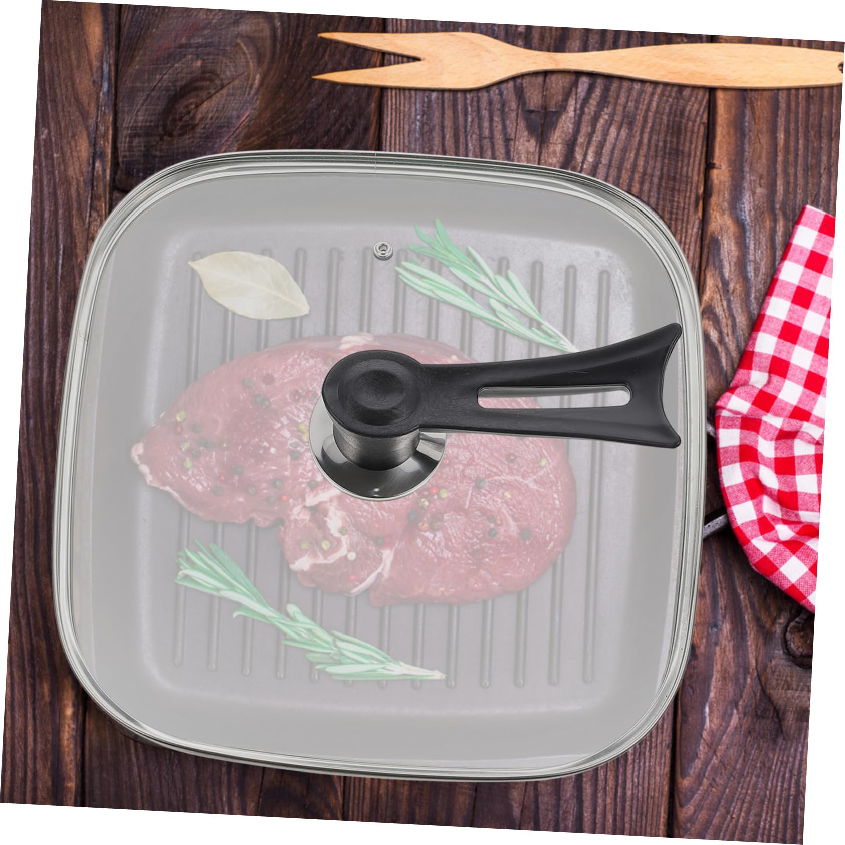 Garneck Tapa de Vidrio Accesorio Multifuncional Mango Ergonómico para Olla Cuadrada y Protección Segura Adecuado para Cocinas Domésticas y Comedores