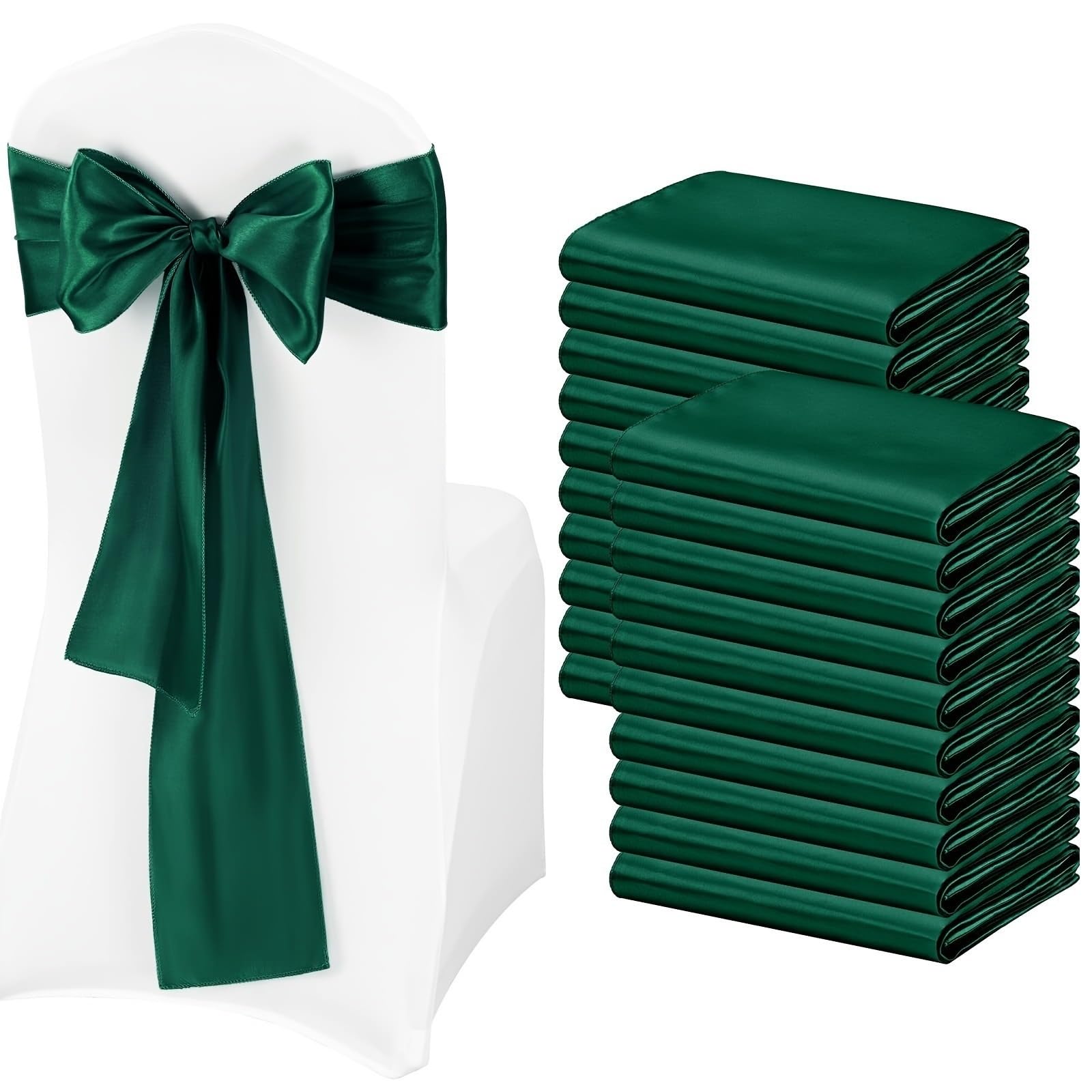 FJZFXKZL Satin Chair Sashes Chair Decorative Bow Chair Sashes Chair Ribbons for Wedding Reception Hotel Party Home Kitchen Decoration(Dark green,100Pcs)
