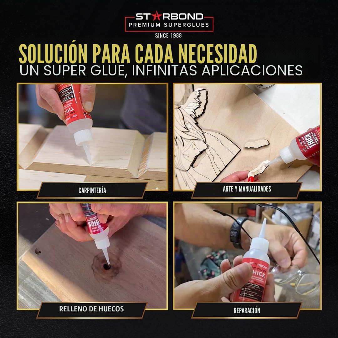 STARBOND Superpegamento de cianoacrilato (CA) de grado premium de "Gap Filler" adhesivo grueso de viscosidad 2000 CPS para carpintería, carpintería, tiro con arco (grueso, 2 onzas)
