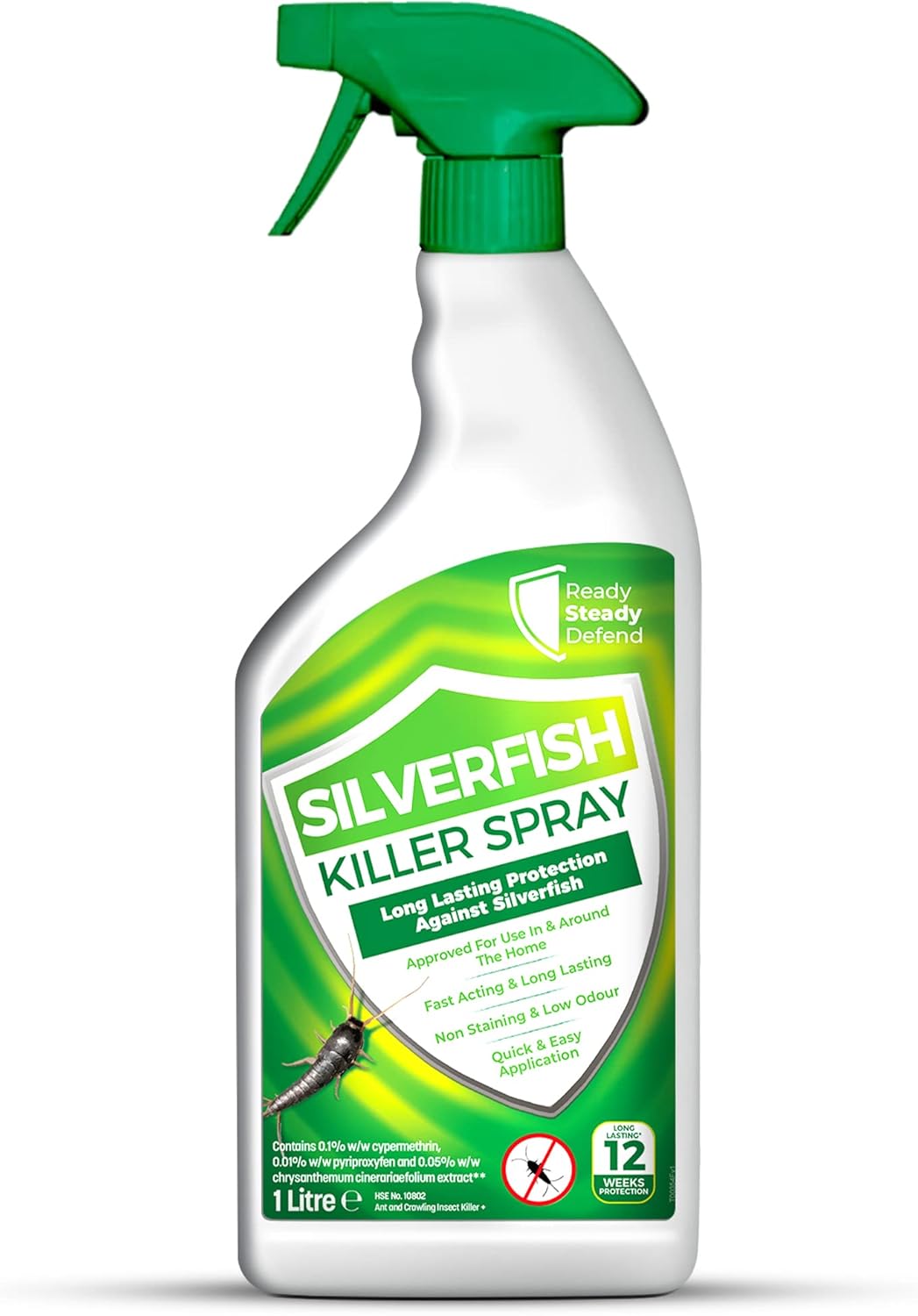 Ready Steady Gro Silverfish Killer Spray 1 Litre Long Lasting Protection Against Silverfish