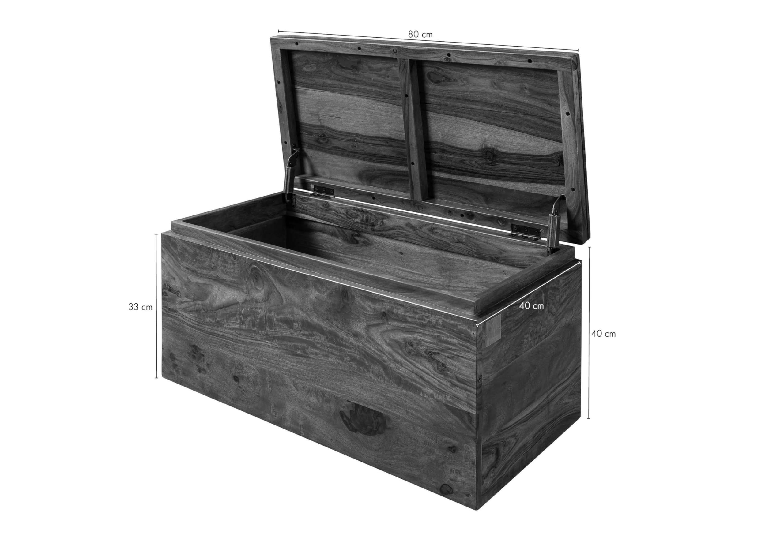 MASSIVMOEBEL24.DE | Toronto Truhe aus Massivholz walnuss - gewachst Sheesham Stauraum + Sitzgelegenheit + Deckel 80x40x40 Aufbewahrungsbox Holztruhe Sitztruhe