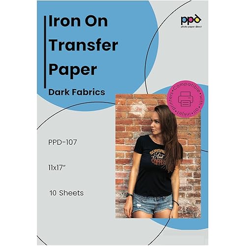 PPD 10 Sheets 11x17" - Inkjet Iron-on Heat Transfer Paper for Black & Dark Fabric and T-Shirts - Premium - PPD-107-10