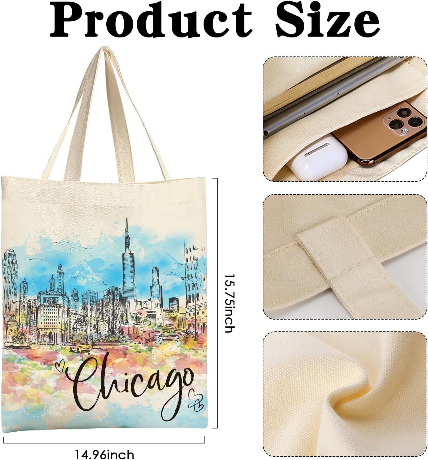 Canvas Tote Bag Gift - Funny Reusable Cloth Bags Vintage Totes Gifts for Women Shopping Grocery Lover Books Reader - Image 4