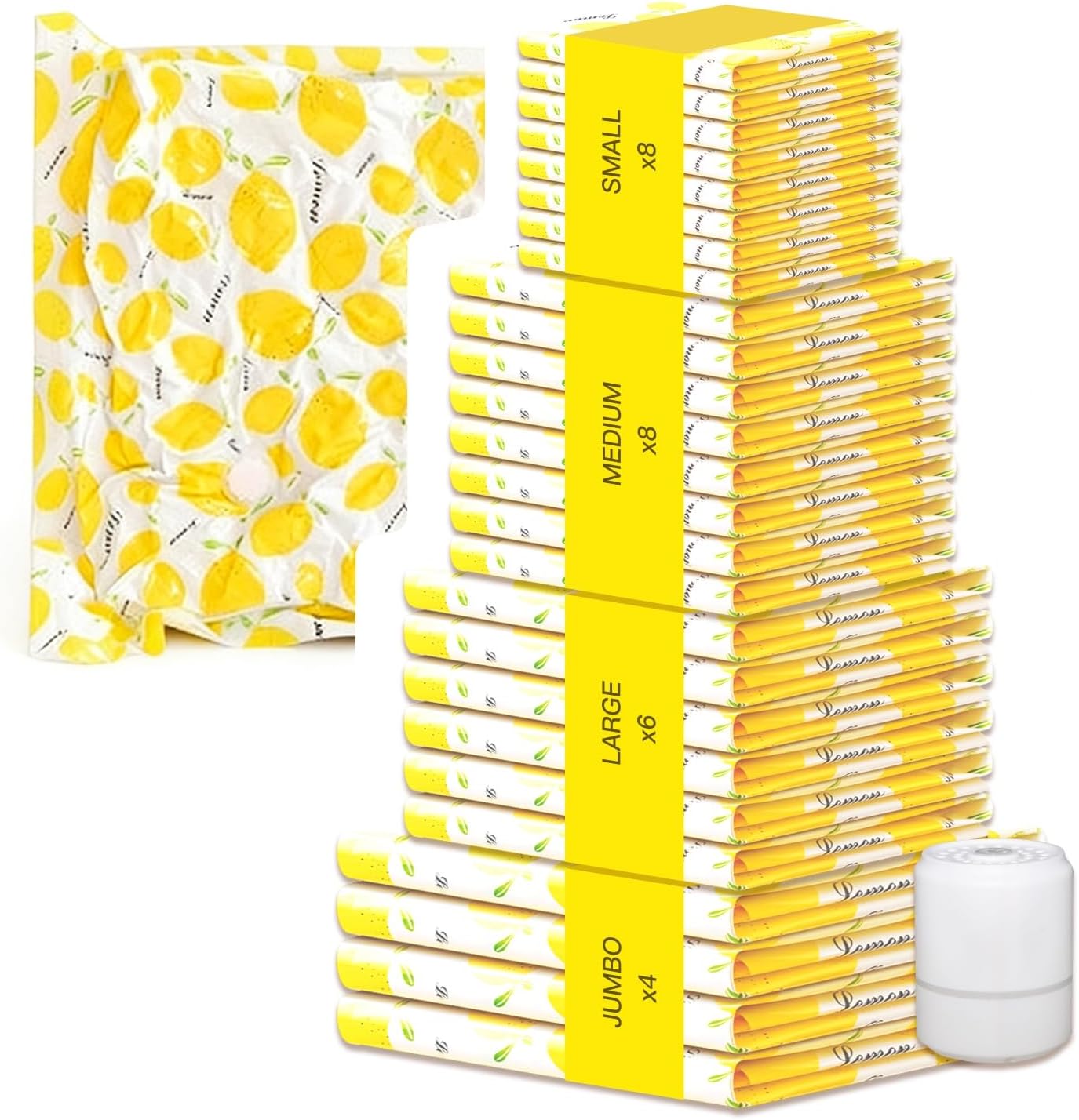 26 Pack Vacuum Storage Bags with Electric Air Pump, (8 Small, 8 Medium, 6 Large, 4 Jumbo), Reusable, 80% Space Saver Vacuum Seal Bags for Clothing,Travel,Clothes,Comforters,Blankets,Pillows