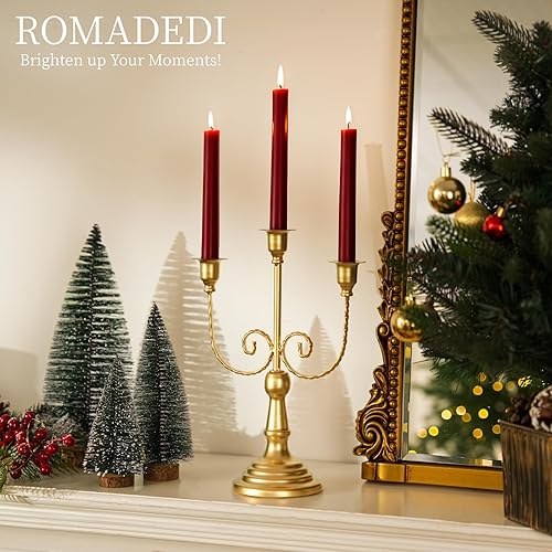 Miniatura 4 de Romadedi Portavelas dorados de 3 brazos de 11.8 pulgadas, portavelas de boda para fiesta temática, centro de mesa, decoración de comedor,