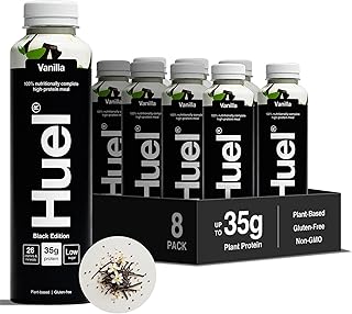 Huel Black Edition Ready-to-drink, 8 x 500ml Bottles, Protein Shakes, Vanilla Flavour, High Protein Drink, 35g Protein Per Bottle, Rich in Vitamin D, Fatty Acids, Calcium, Ready Meals