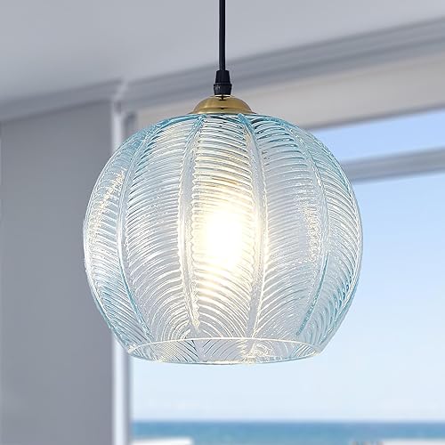Miniatura 9 de Lámpara Colgante de Globo de Cristal de 3 Luces para Isla de Cocina, Candelabro de Bolas Colgante Moderno de Mediados de Siglo con Acanalado Verde,