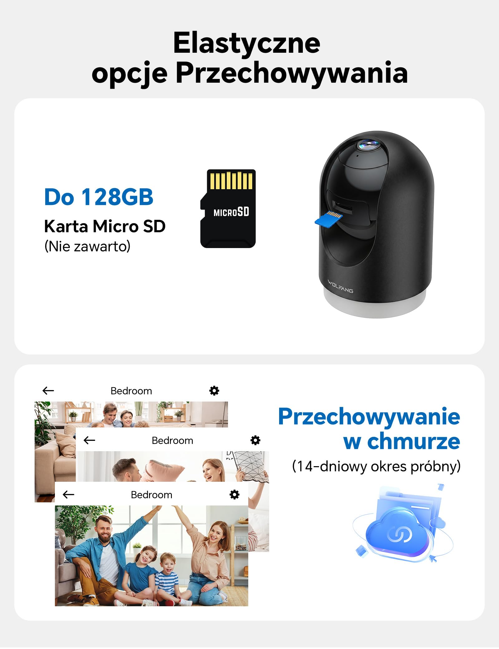 WOLFANG Kamera Wewnętrzna 2K, Kamera WiFi do Domu z Funkcją Obrotu 360° PTZ, Automatycznym Śledzeniem i Trybem Nocnym, Kamera dla Psa z Dwukierunkowym Audio, Kompatybilna z Alexa