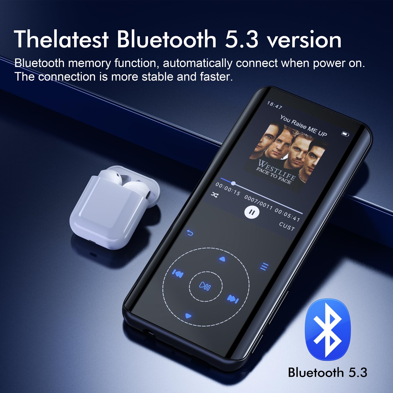 64GB Lettore MP3 Bluetooth, HiFi Music Lossless Sound, custodia in metallo con altoparlante HD incorporato, pulsante a sfioramento, registratore vocale per sport, espandibile fino a 128GB (64G)