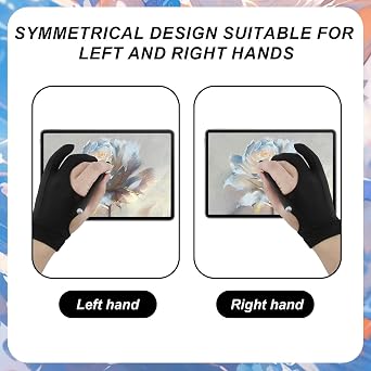 Artist Glove 3 Layer Drawing Glove, Palm Rejection Digital Art Gloves, Two Finger Slim Version Screen Gloves for Tablet Drawing Digital Art, Breathable Right & Left Hand Fit, 2Pcs Black M