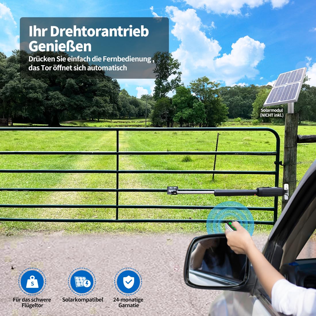 TOPENS A8131 Drehtorantrieb Einzelflügeltorantrieb Schwerlast automatischer Flügeltorantrieb Torantrieb Toröffner max. Torlänge 5,5m oder Torgewicht 400kg Wechselstrombetrieben 2 Fernbedienung