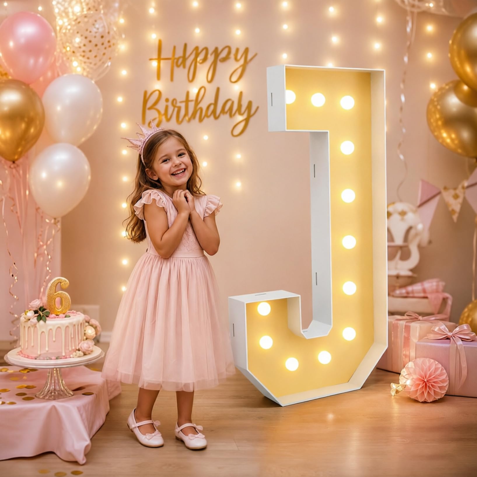 Letter J LED Light Up Letters Marquee Party Decor, 100cm-3.3ft Large Foam Board Mosaic Frame Light Sign for Birthday Backdrop Wedding Anniversary