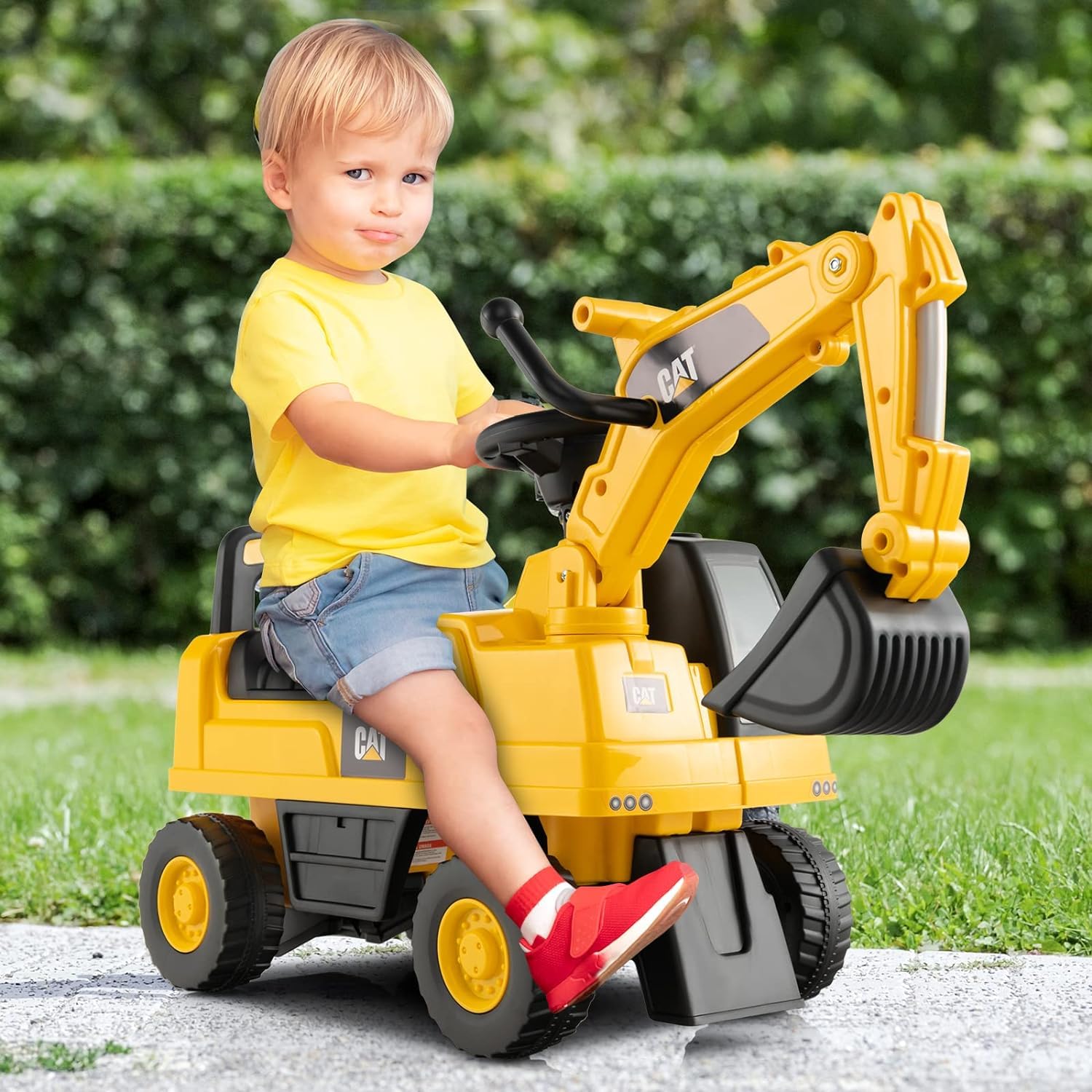 Primi Passi Escavatore Cavalcabile con Braccio Girevole per Bambini 1 3 Anni Schienale Ergonomico Clacson Pala Mobile Vano Portaoggetti e Dispositivo Antiribaltamento Gioco Sicuro e Divertente