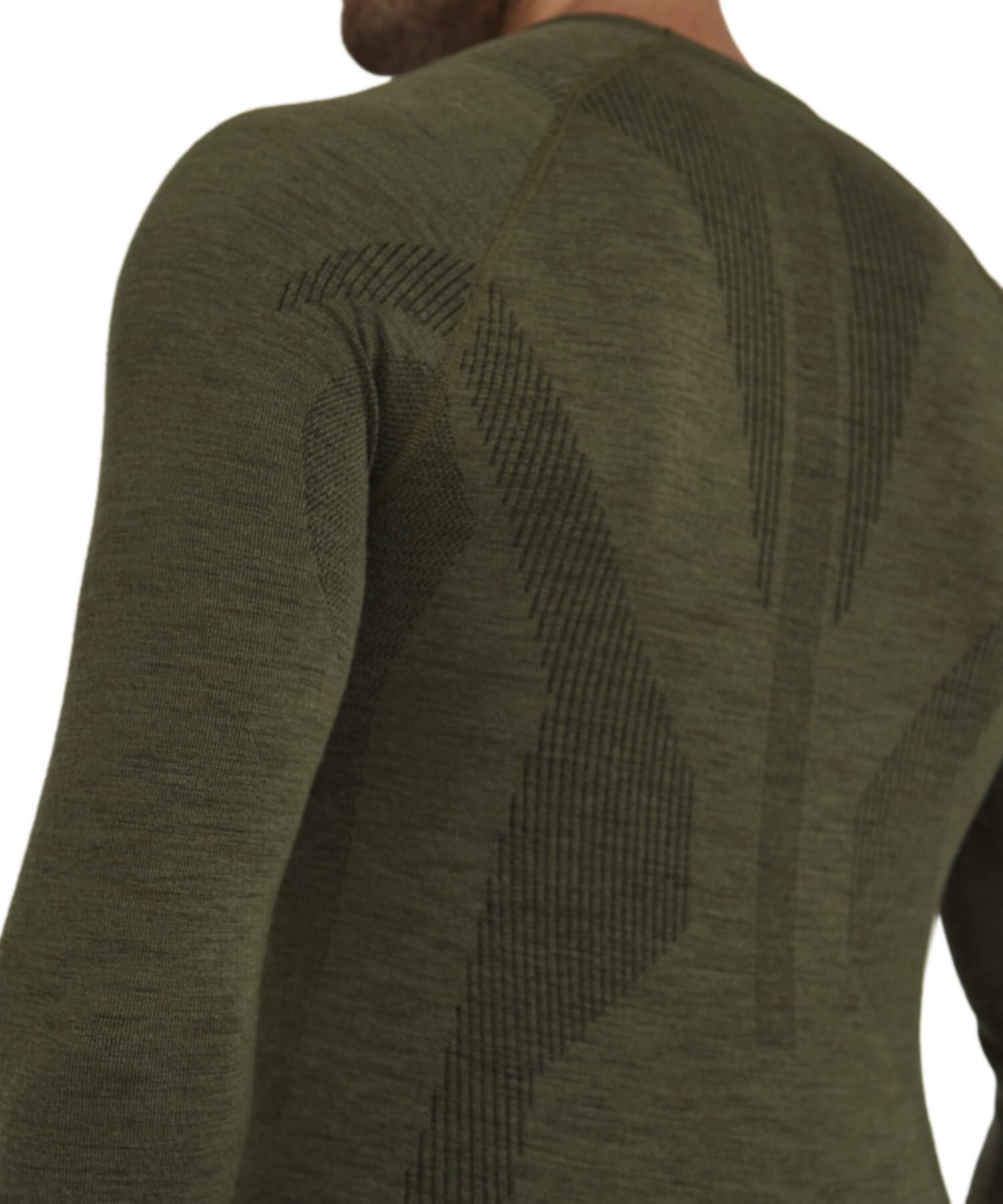 FALKE Mężczyźni Warstwa podstawowa (góra) Wool-Tech Round Neck M L/s Sh wełna materiał funkcjonalny szybkoschnące ciepłe 1 Sztuka, Zielony Olive 7830, S