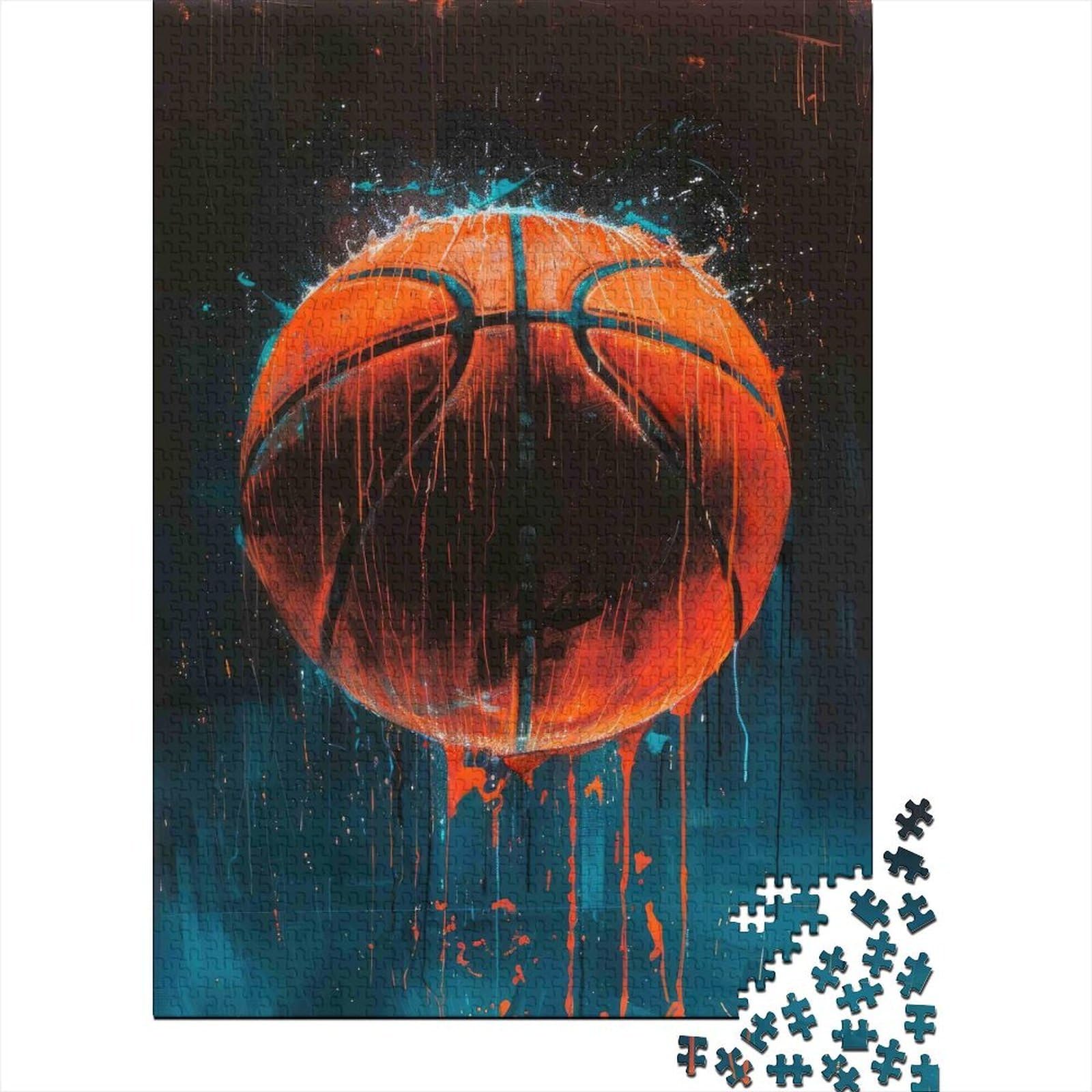3D Printed Basketball Graffiti Fitted Sheet Microfiber Orange Blue Mattress Cover for Bedroom Dorm Protective Decor 90x200x25cm