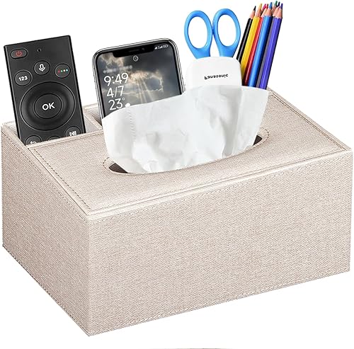 Funda rectangular para caja de pañuelos, compatible con fundas de caja Kleenex, soporte multifuncional para caja de pañuelos faciales con soporte