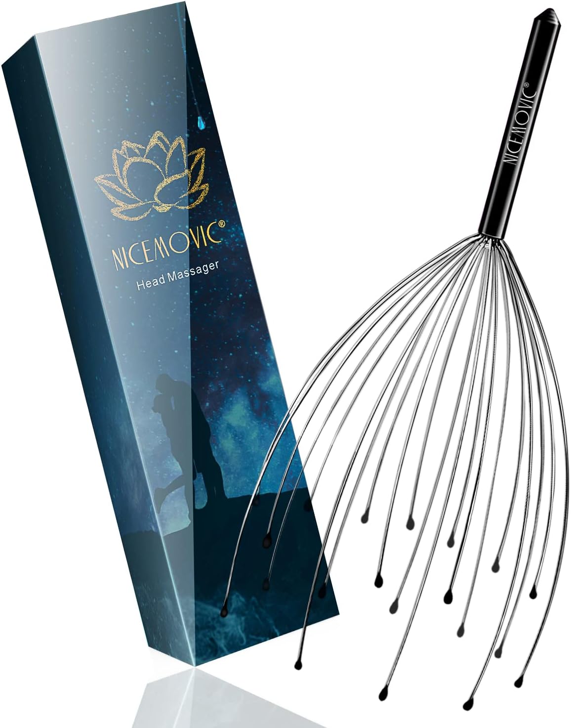NICEMOVIC Scalp Massager, Head Massager Scratcher Tingler with 20 Fingers, Hair Scalp Scratcher for Deep Relaxation and Stress Relief(Black)