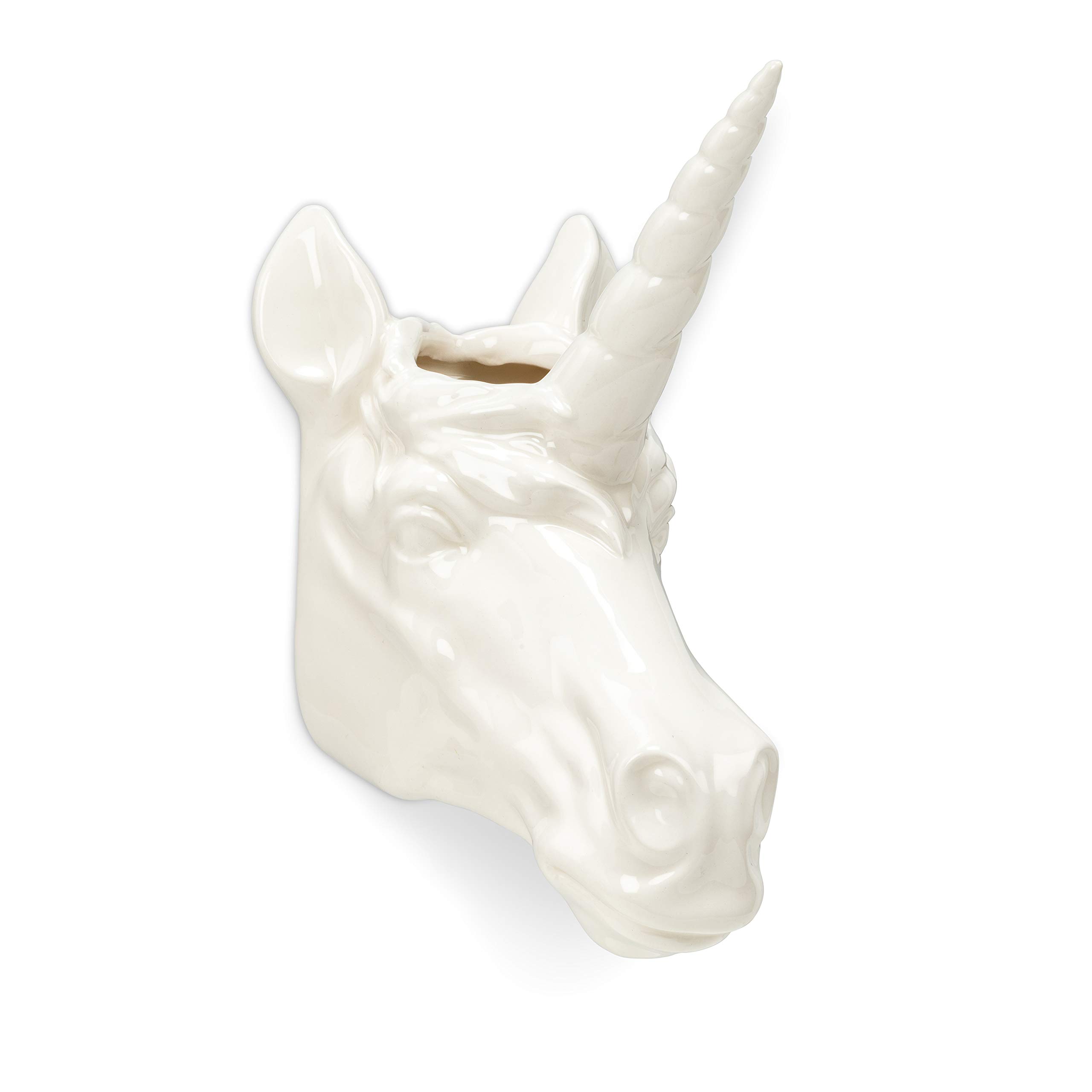 Abbott Collection27-DOOLITTLE-896 Unicorn Head Wall Planter-3" W, 3 inches W, White
