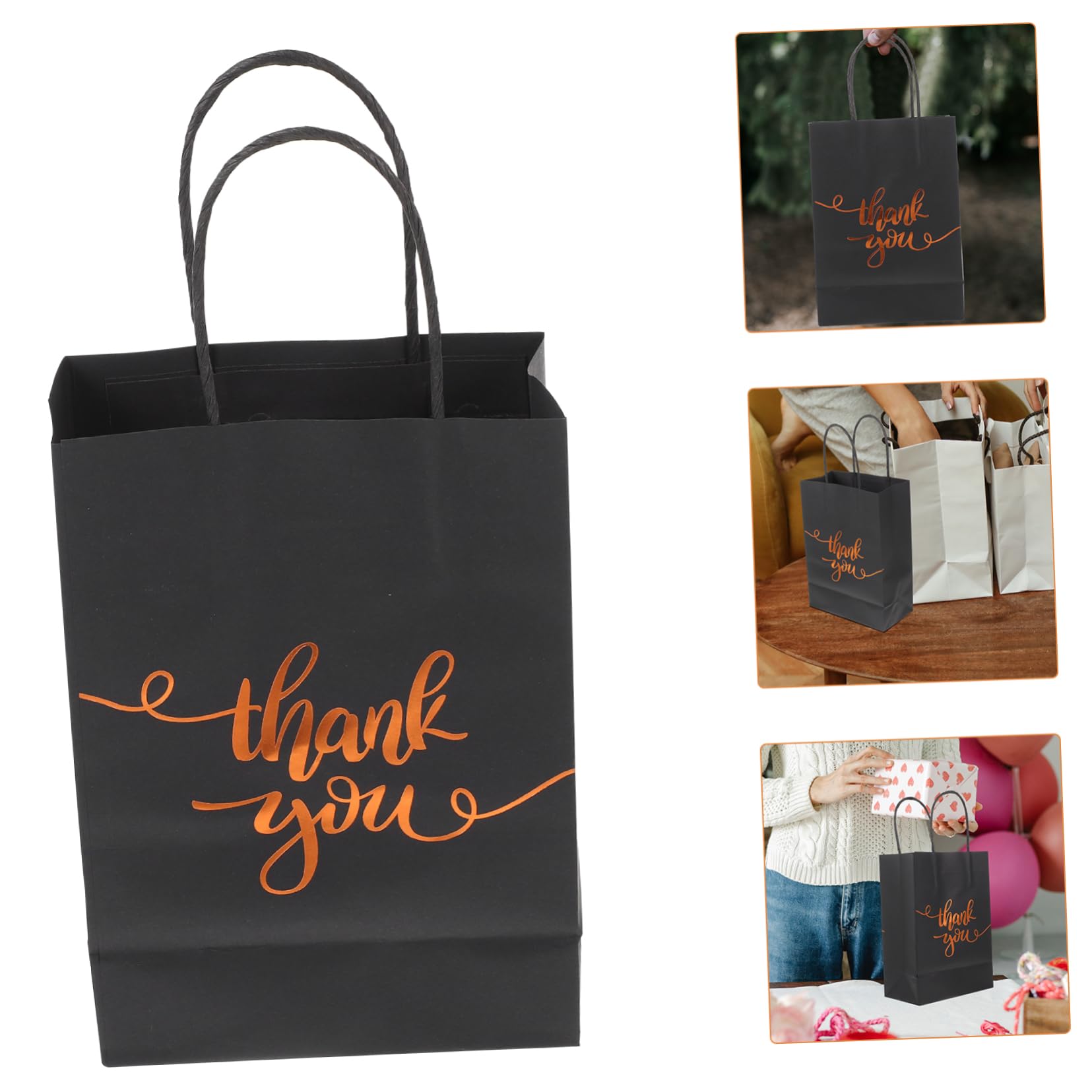 Uonlytech 4 Ensembles Sac En Papier Kraft Noir Sacs De Butin Pour L'anniversaire Des Enfants Papier Noir 25 Pièces * 4