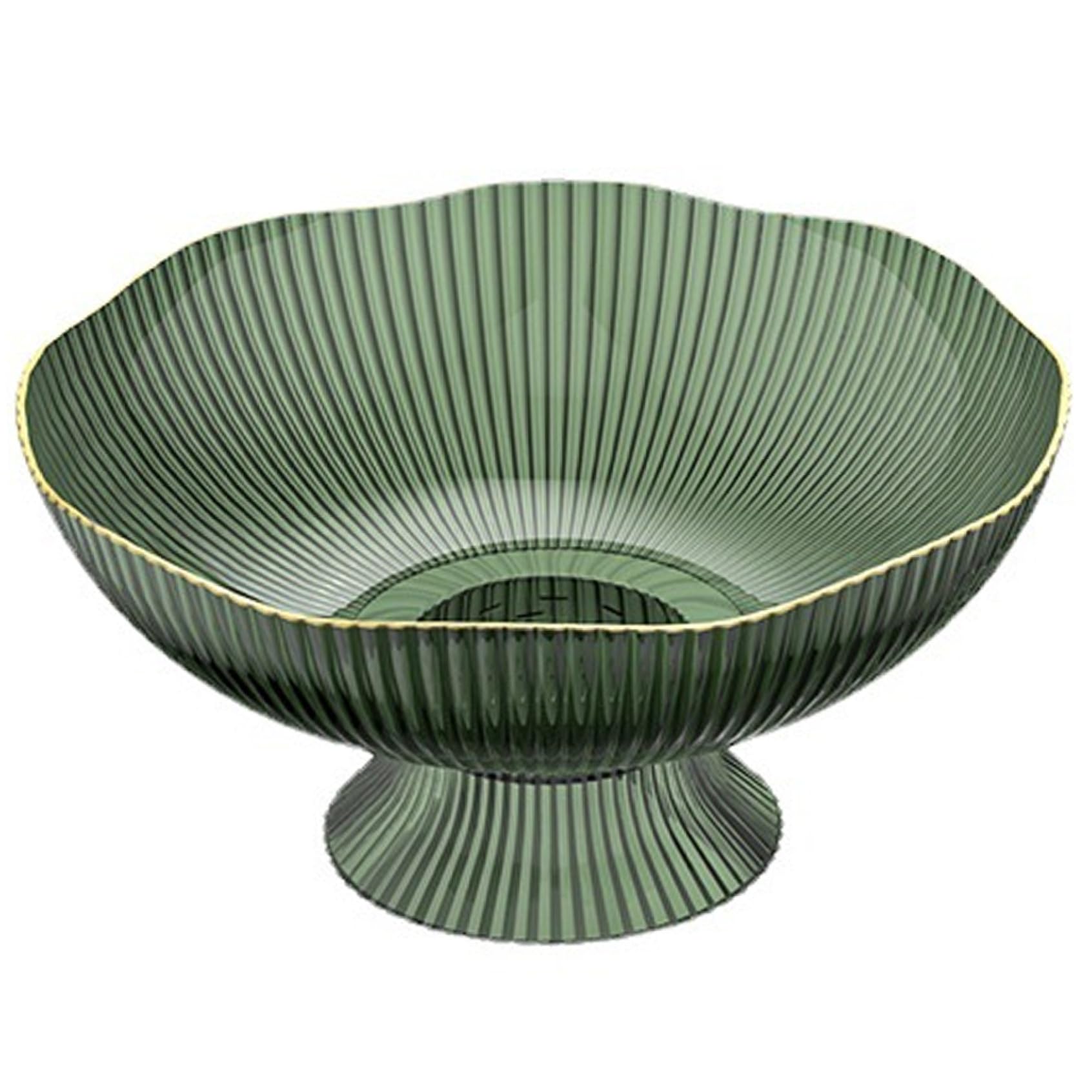 Faroby Fruit Bowl for Kitchen Counter 10x10x5 Pedestal Basket with Draining Holes Green