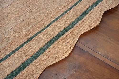 Miniatura 10 de Alfombra de yute festoneado natural para entrada, alfombra de pasillo trenzada de yute para cocina, alfombra reversible de yute para interiores y