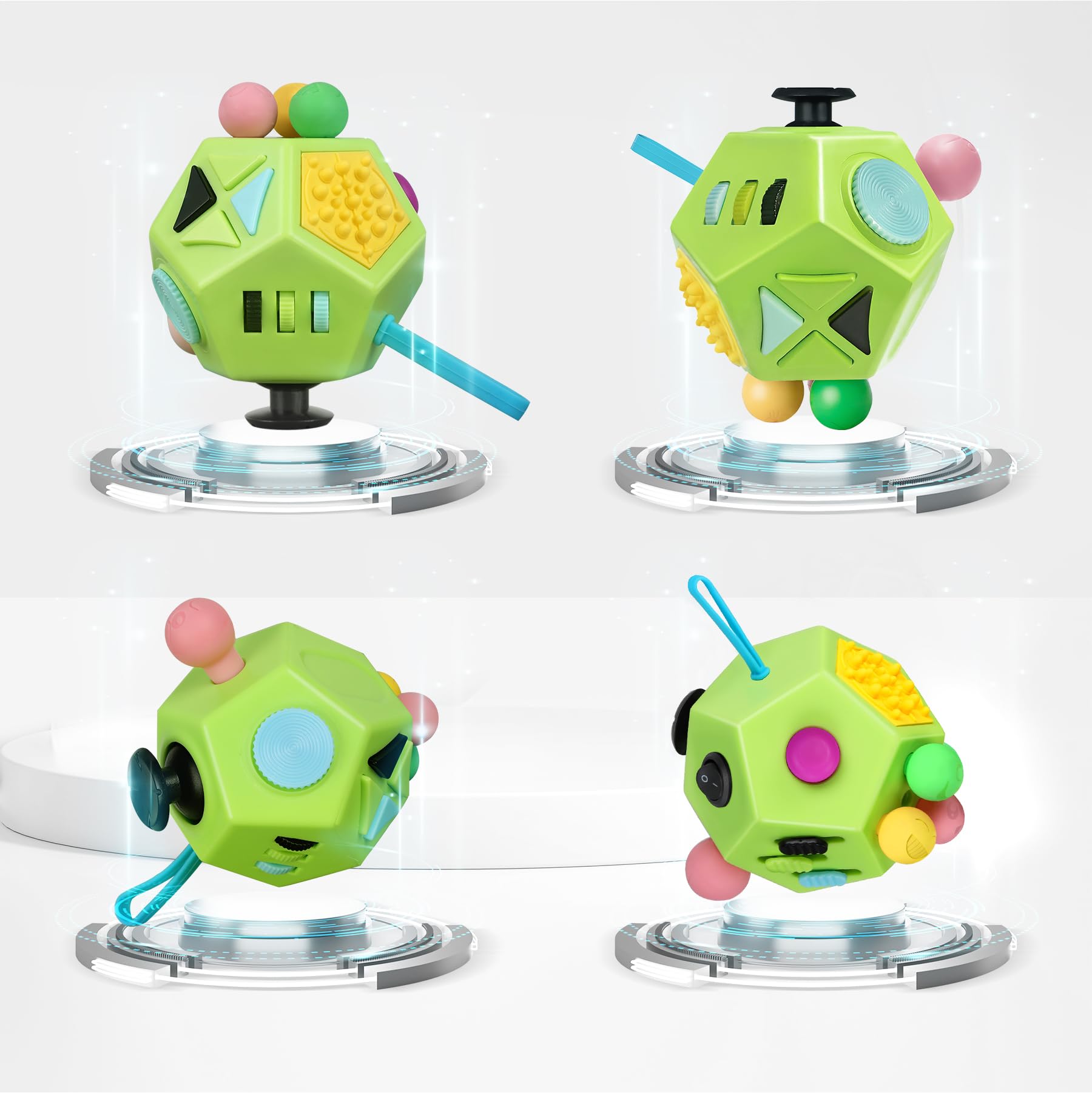 VCOSTORE Cubo Antiestrés Fidget de 12 Lados Original Fidget Toy para Adultos y Niños, Juego Sensorial para Autismo, Juego para Niños con TDAH — view 2