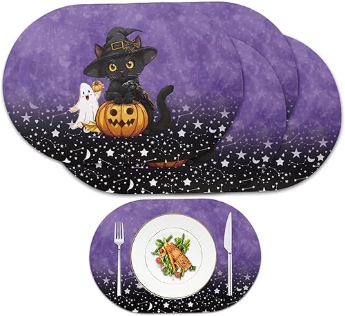 Miniatura 56 de Juego de 6 manteles individuales lavables para mesa de comedor, resistentes al calor, mesa de cocina, decoración del hogar, lavable, ovalada, de