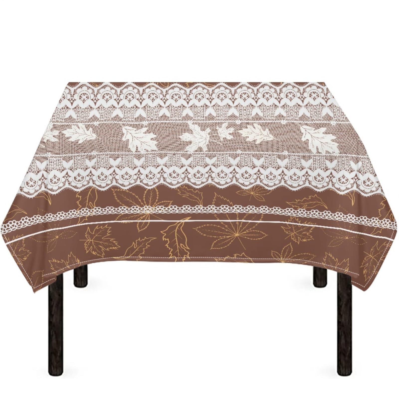 Mantel Mesa Rectangular Líneas De Hojas Marrones Mantel Antimanchas Impermeable Tela Poliéster Lavable para Cocina Restaurante Jardín Fiesta Manteles de Mesa (140x200cm)