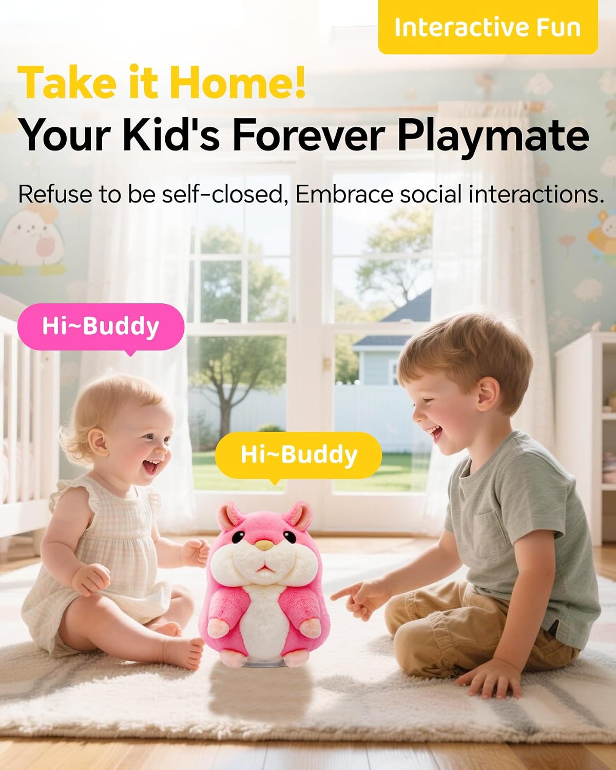 TWORIVER Talking Hamster Repeats What You Say,2025 Christmas Funny Gifts,Toddler Toys for Ages 2-4 5-7 8-13 Girls Stuff Pink Stocking+Stuffers Kids Interactive Dolls,Stuffed Animal Plush Toy