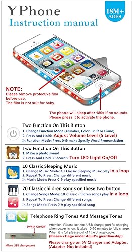 Miniatura 5 de 1 PC teléfono juguete juego teléfono celular teléfono celular celular con cable USB Recarable para bebés niños