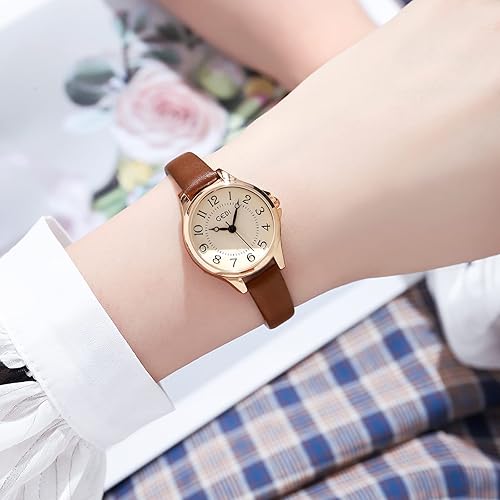 Miniatura 2 de TOOCAT Reloj de pulsera para mujer, ultrafino, elegante, simple, de cuarzo, con correa de cuero, resistente al agua, analógico, para mujeres,