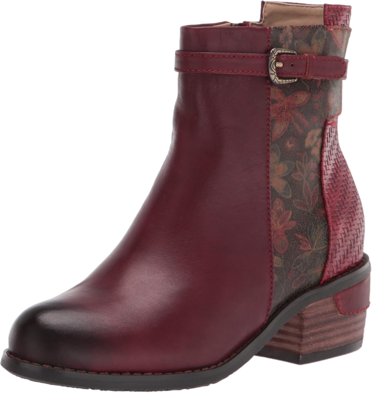 L'ARTISTE Spring Step KANESSA Womens Ankle Boot, Dark RED, 5.5-6