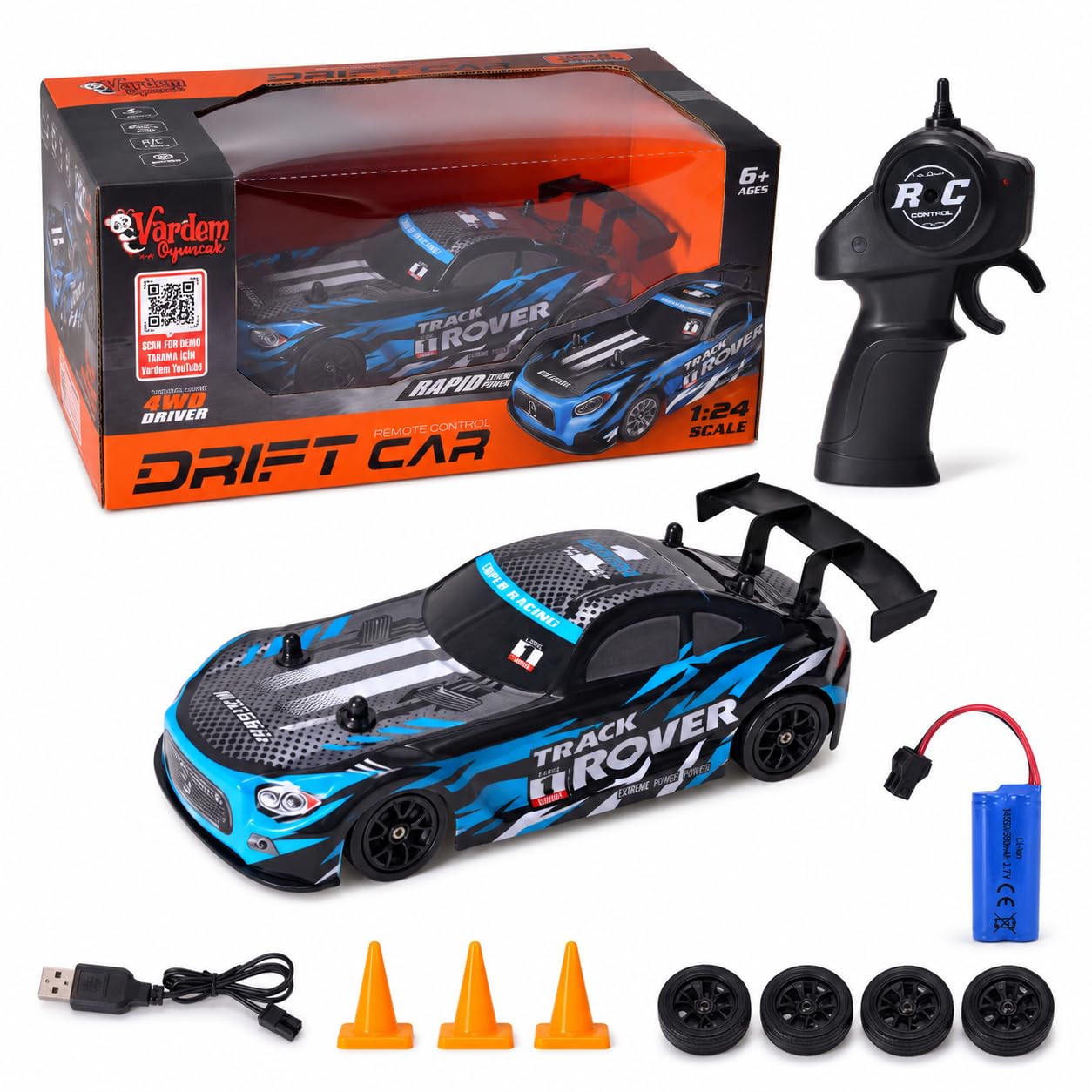VARDEM Uzaktan Kumandalı Full Fonksiyon 1:24 Şarjlı 4x4 Drift…