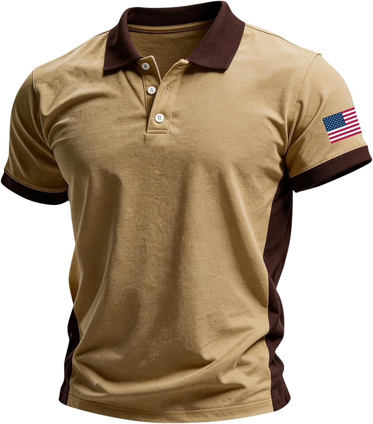 Short Sleeve Polo Shirts for Men Graphic Stretch Casual American Patriotic Raglan Golf Polos for Men