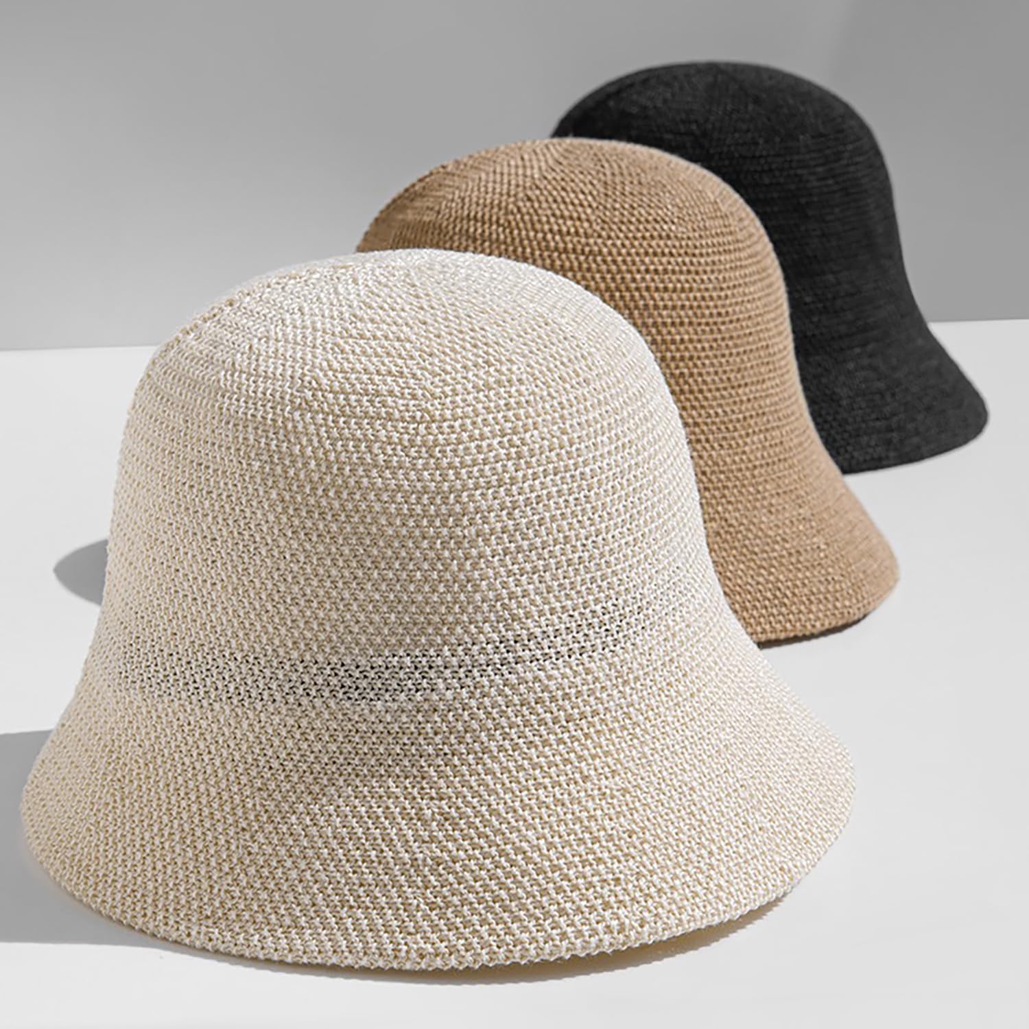Lightweight Packable Sun Hat for Women Foldable Sunhats Woven Bucket Hats Packable Beach Hat Floppy Knitted Hat - Image 7